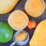 jars of mango habanero sauce from above