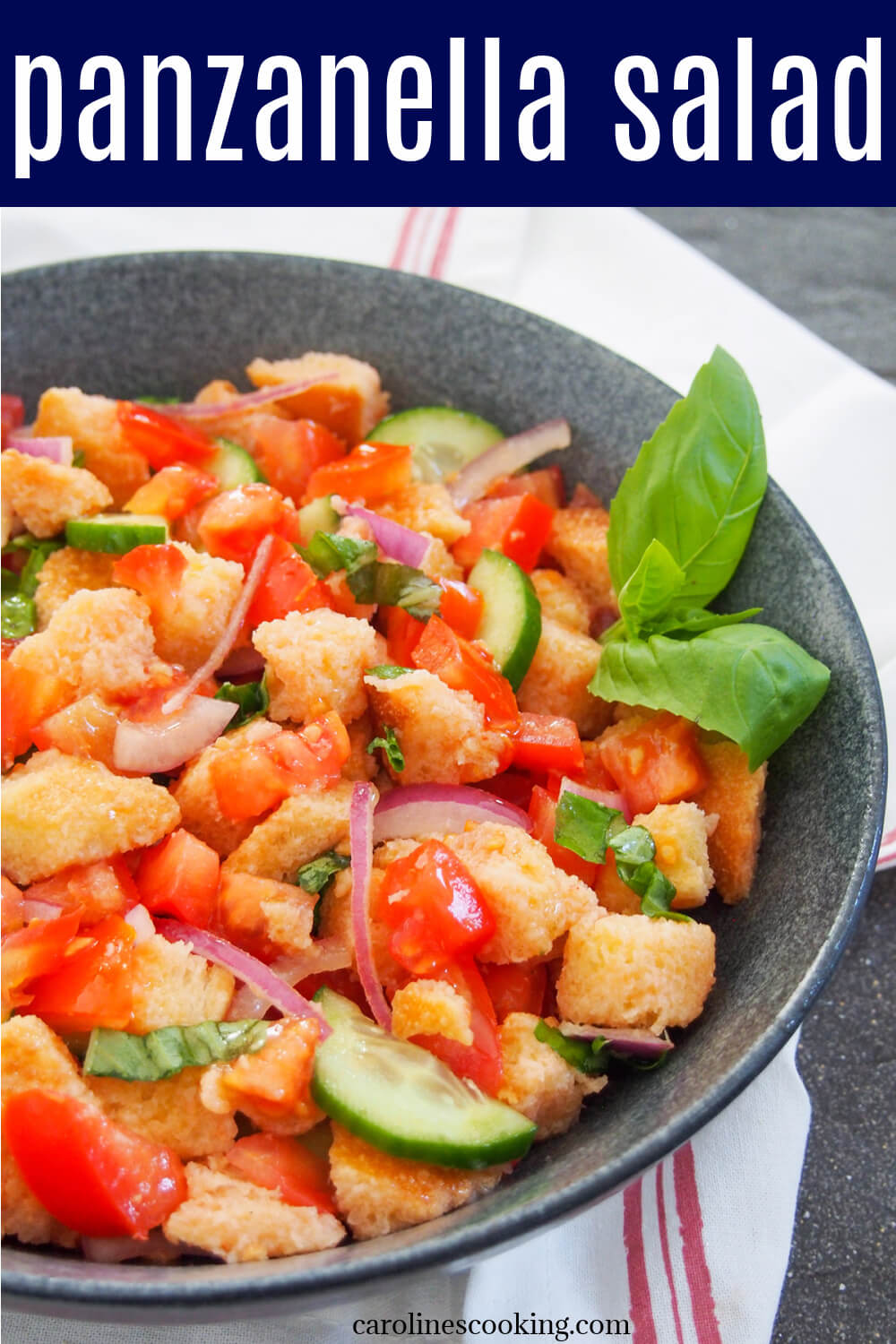This panzanella salad is such a delicious taste of summer. It's easy to make, frugal and packed with flavor from the fresh tomatoes, olive oil and touch of basil. Plus this classic Italian salad is versatile enough to be an appetizer, side or light lunch, too.