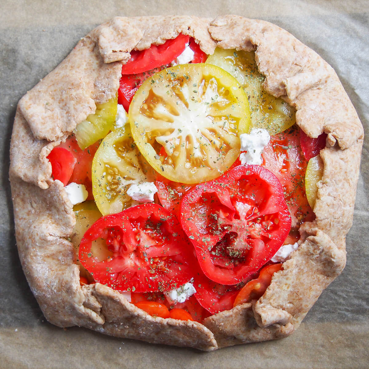 galette on lined baking sheet ready to bake