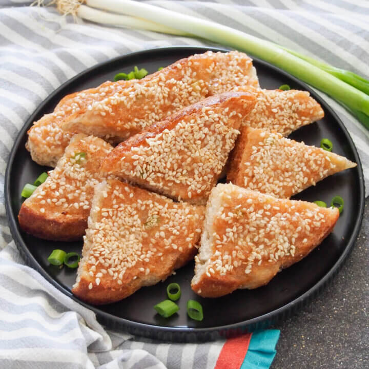 plate of sesame shrimp toast