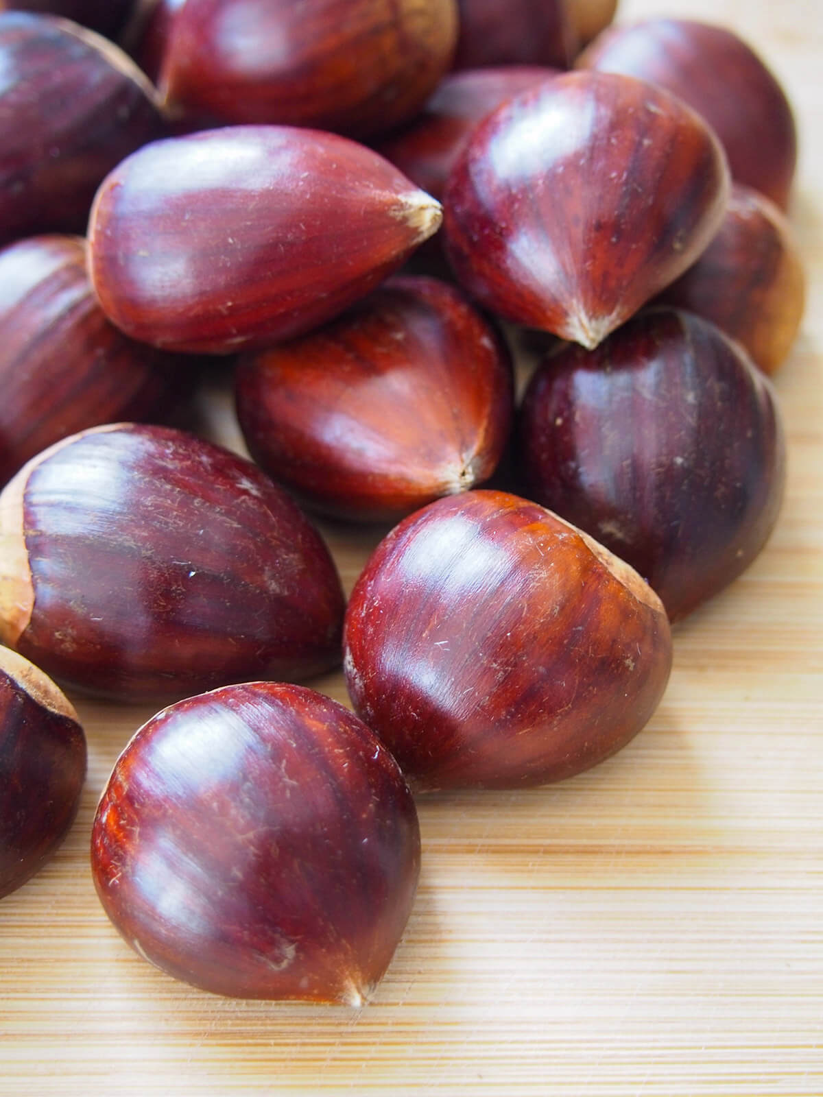 stack of fresh chestnuts