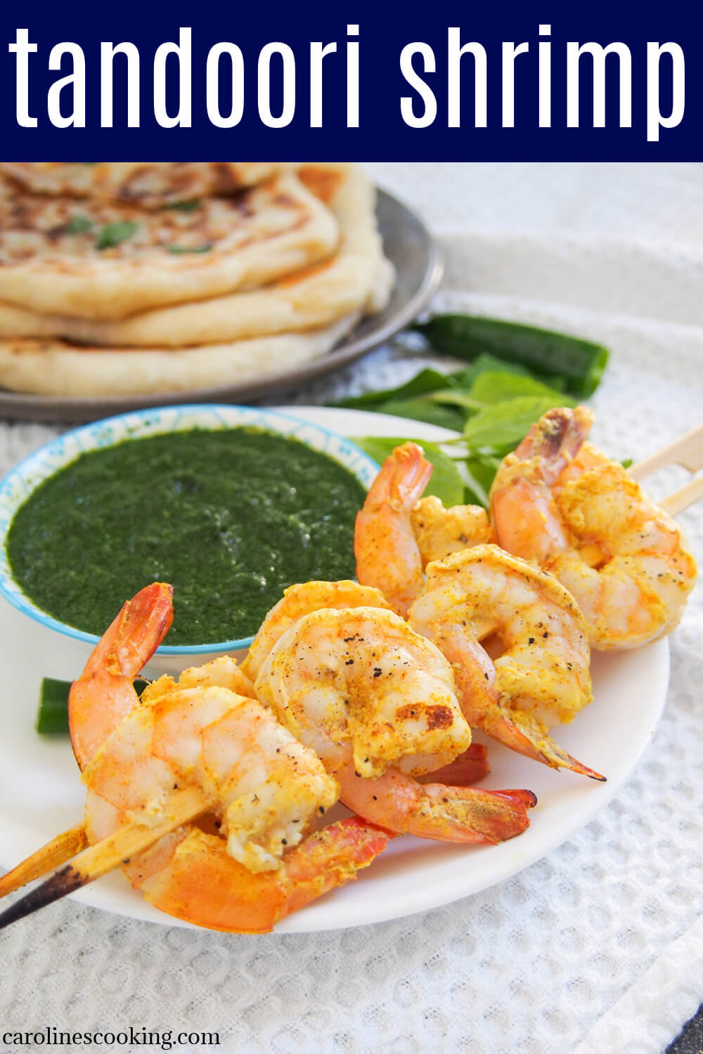 Tandoori shrimp are marinated in a spiced yogurt mixture then grilled to give a delicious flavor. Great served simply with naan bread and chutneys and/or raita. Tandoori shrimp are marinated in a spiced yogurt mixture then grilled to give a delicious flavor. Great served simply with naan bread and chutneys and/or raita.