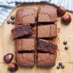 eight chestnut brownies in rows with two turned on sides