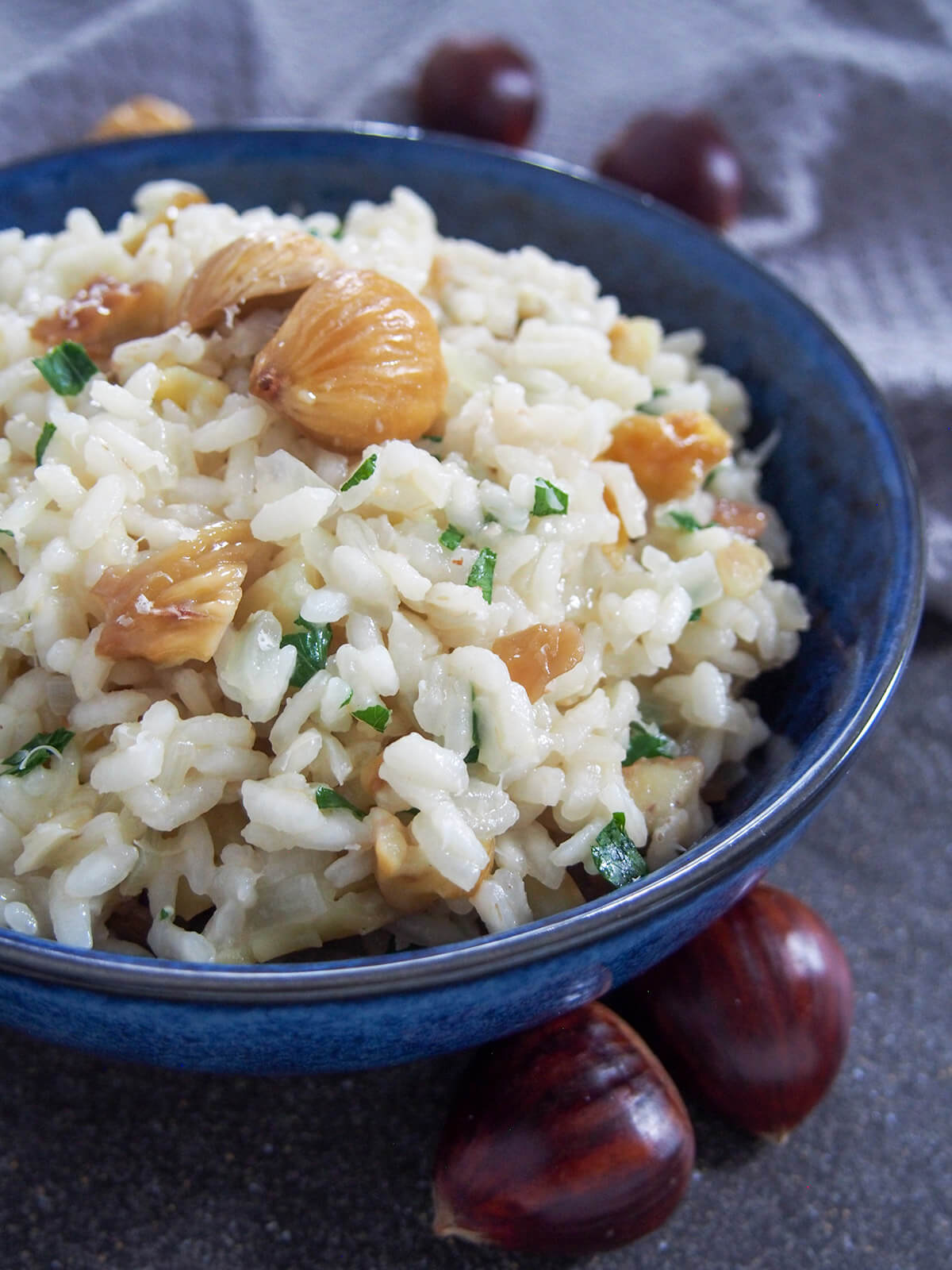 side partial view of chestnut risotto
