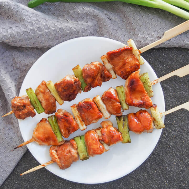 plate of chicken yakitori