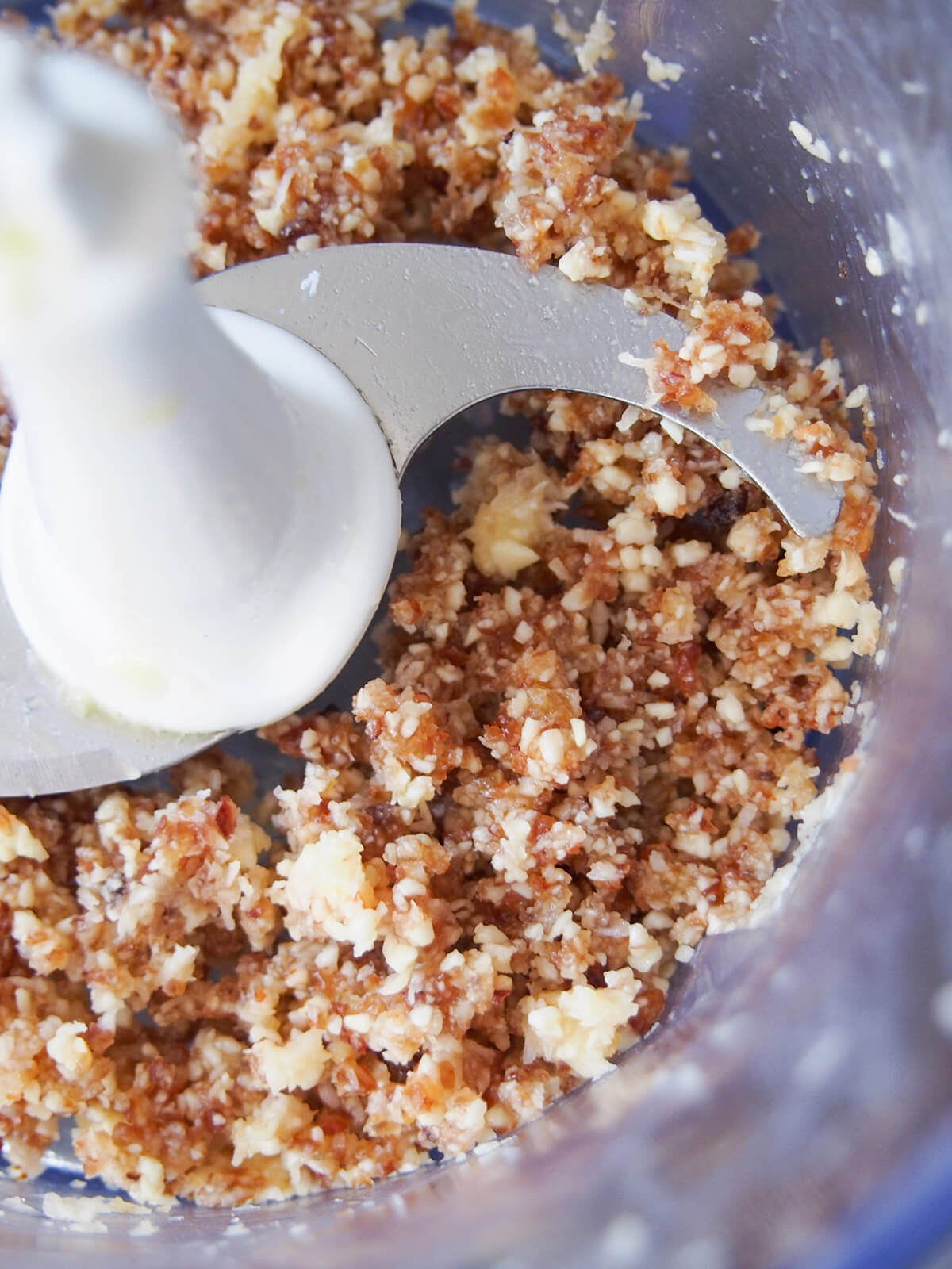 blending together filling ingredients in food processor