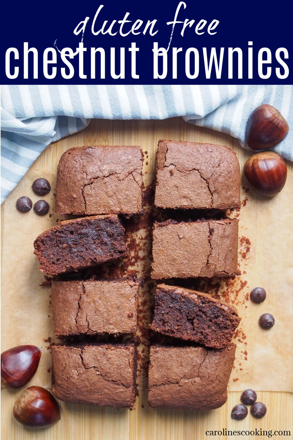 These gluten free chestnut brownies are made with chestnut flour, which makes them both gently nutty and wonderfully smooth, and part brown sugar which adds a slight caramelized flavor too. I know it might seem a stretch, but these are right up there as some of our favorite brownies ever - seriously good.