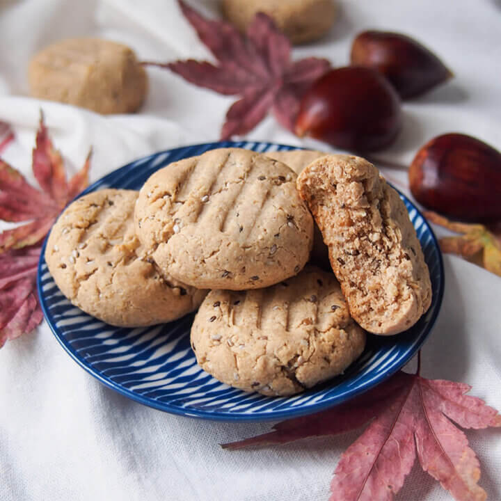plate with gluten free maple chestnut cookies