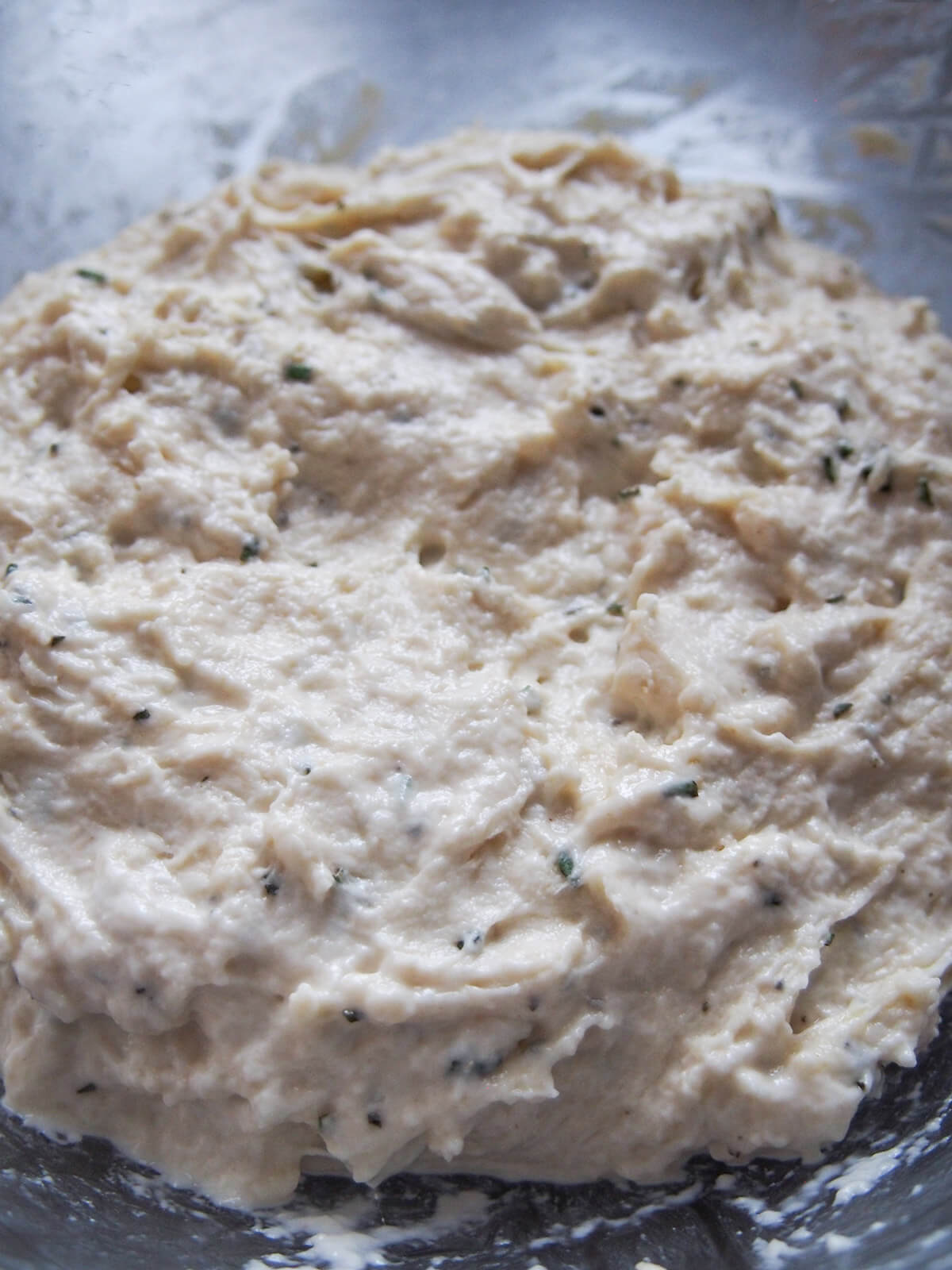 sticky dough in bowl