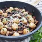 mushroom gnocchi in skillet