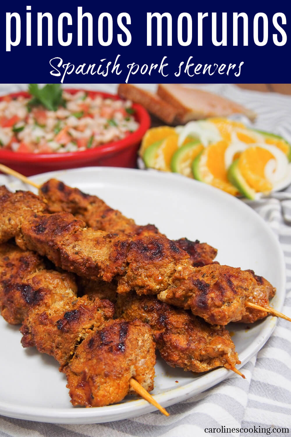Pinchos morunos are Spanish pork skewers with an aromatic spice marinade. They're easy to make, full of flavor and the perfect tapas dish to add to your next party or get-together. Pinchos morunos are Spanish pork skewers with an aromatic spice marinade. They're easy to make, full of flavor and the perfect tapas dish to add to your next party or get-together.