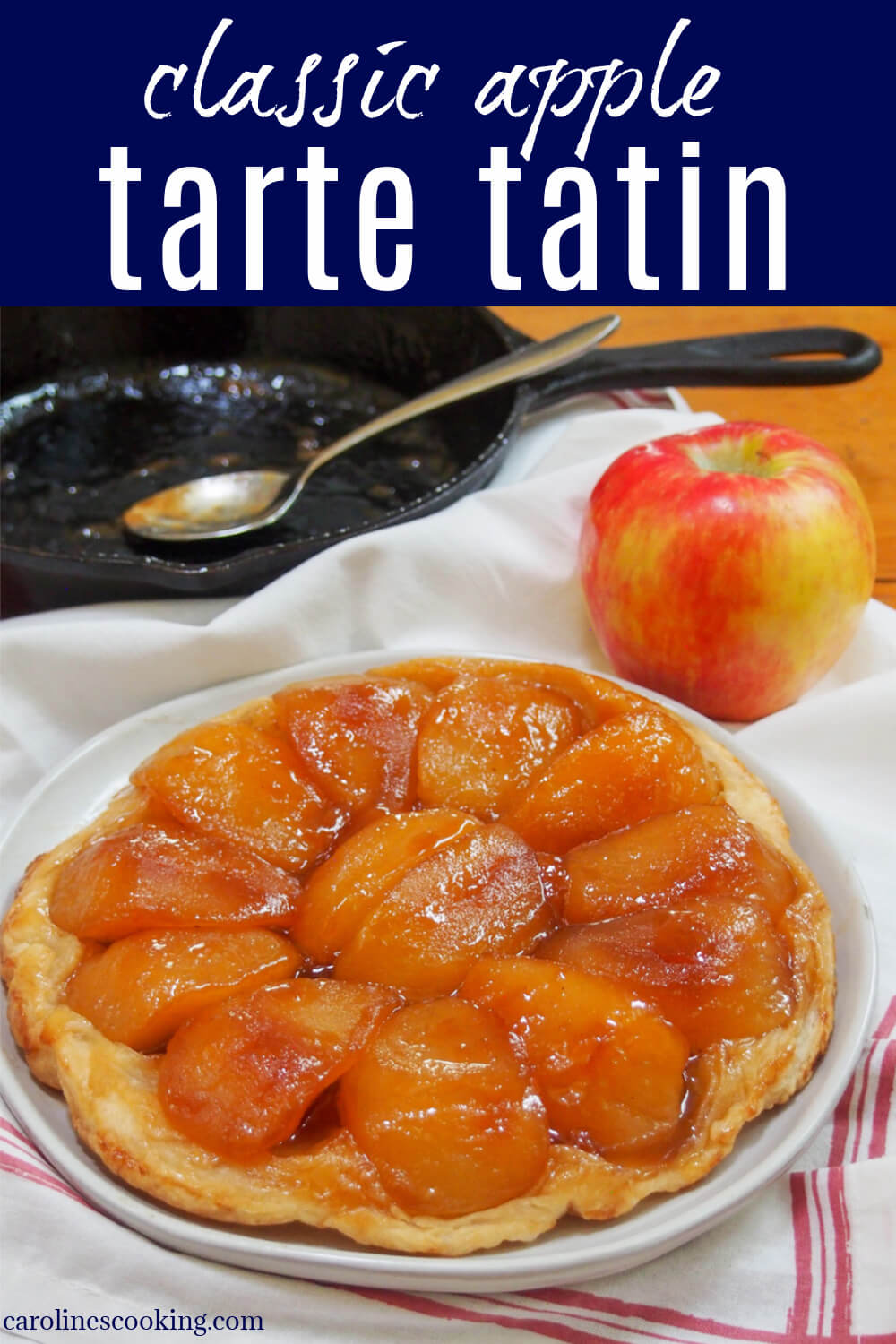 Apple tarte tatin is a classic French dessert that tastes wonderfully indulgent, despite only a few ingredients. It's essentially a tart or pie cooked upside down with luscious caramel-coated, tender apples revealed when you flip it over. The result is oh so good. Apple tarte tatin is a classic French dessert that tastes wonderfully indulgent, despite only a few ingredients. It's essentially a tart or pie cooked upside down with luscious caramel-coated, tender apples revealed when you flip it over. The result is oh so good.