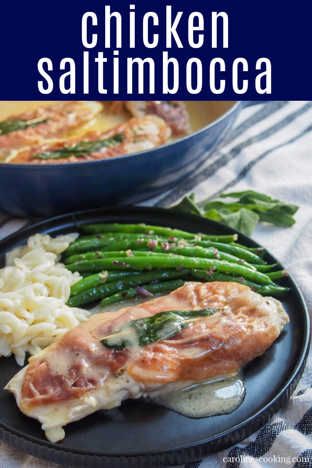 This chicken saltimbocca is a delicious chicken version of the classic Italian dish. It's packed with flavor, both in the chicken and the sauce with it, yet all easy and quick enough for a midweek meal. 
