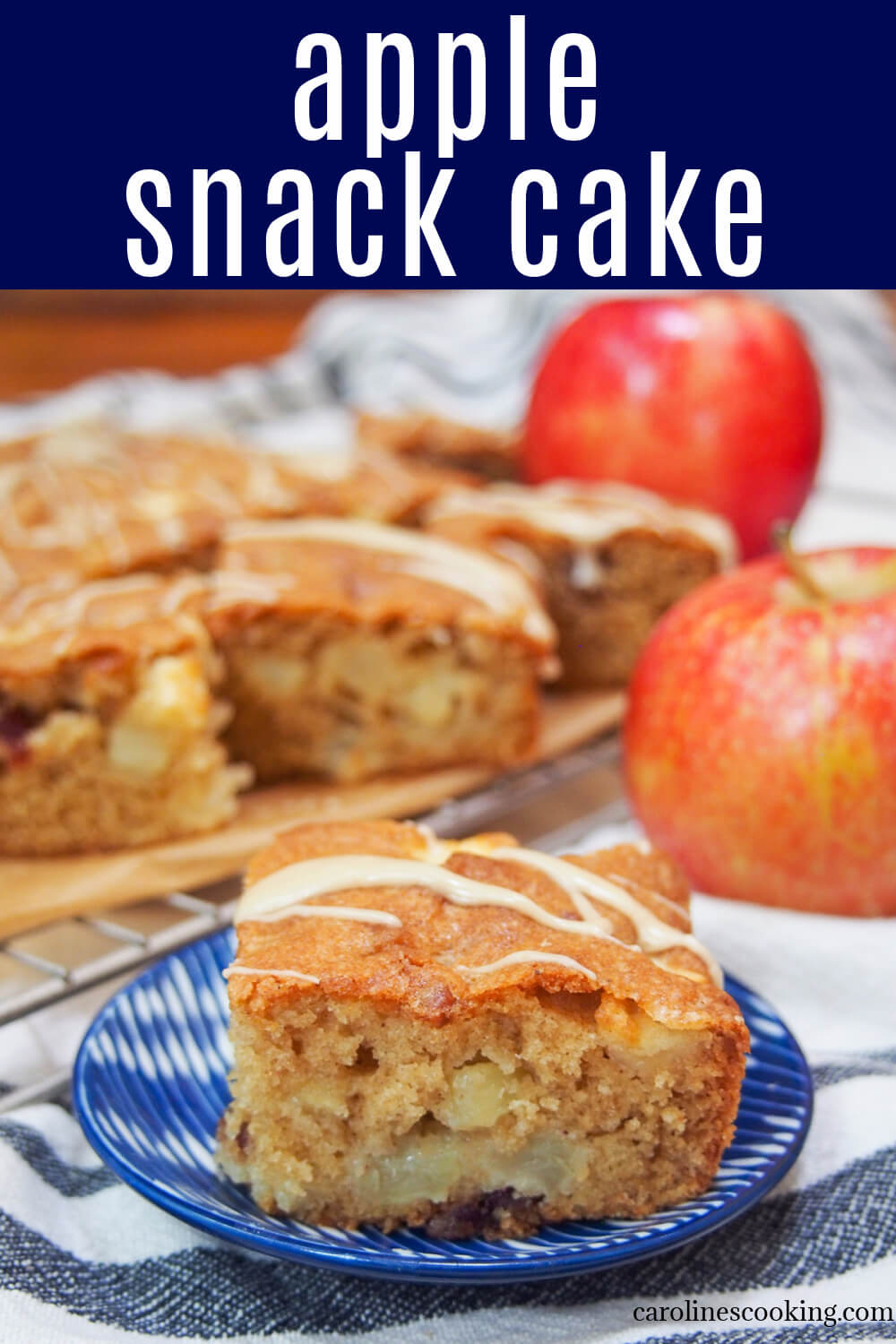 This apple snack cake is easy to make, packed with chunks of apple and gently spiced. It has a wonderful balance of sweetness, tender buttery cake and fruitiness. It's always incredibly popular with all who try it, so make sure you do soon, too! This apple snack cake is easy to make, packed with chunks of apple and gently spiced. It has a wonderful balance of sweetness, tender buttery cake and fruitiness. It's always incredibly popular with all who try it, so make sure you do soon, too!