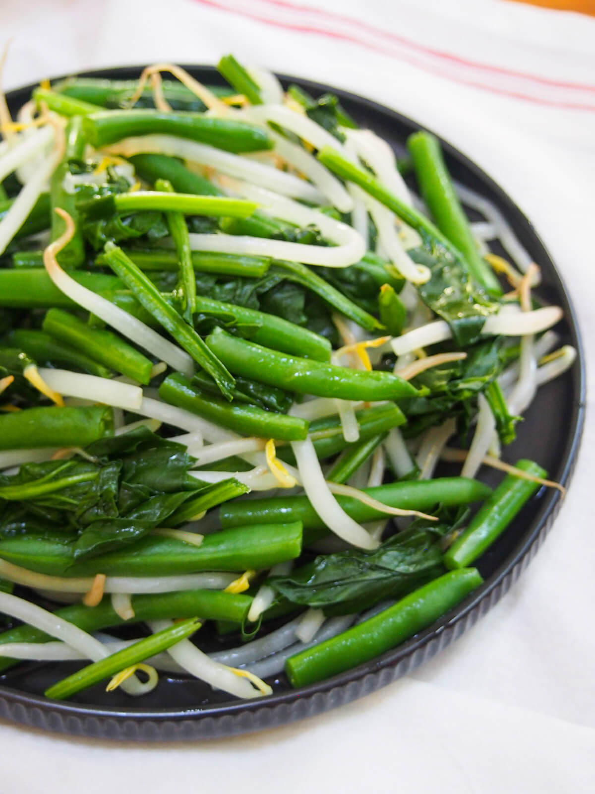 blanched vegetables for urap sayur blanched vegetables on plate