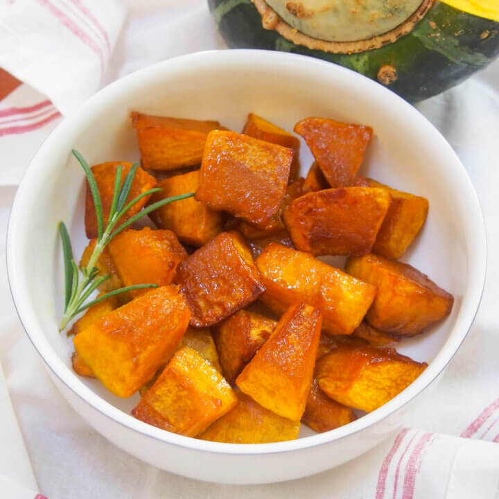 bowl of maple roasted buttercup squash