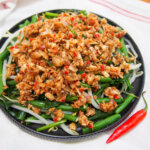 plate of Urap sayur (Indonesian vegetables with coconut topping)