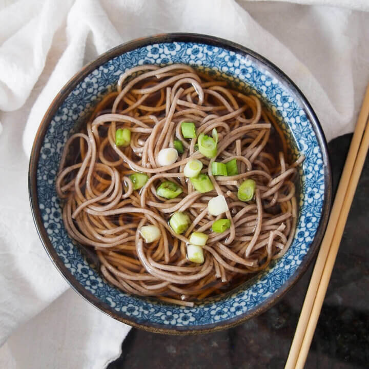 Toshikoshi soba new year soba noodles from overhead