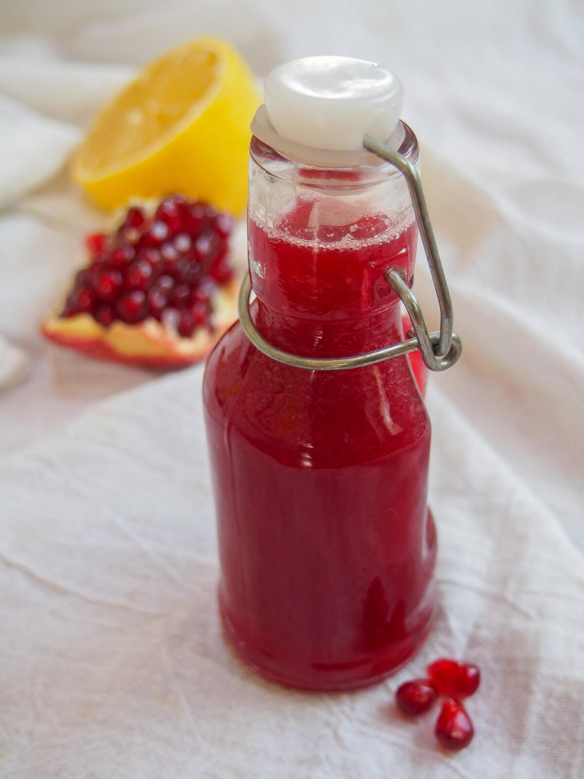 bottle of homemade grenadine