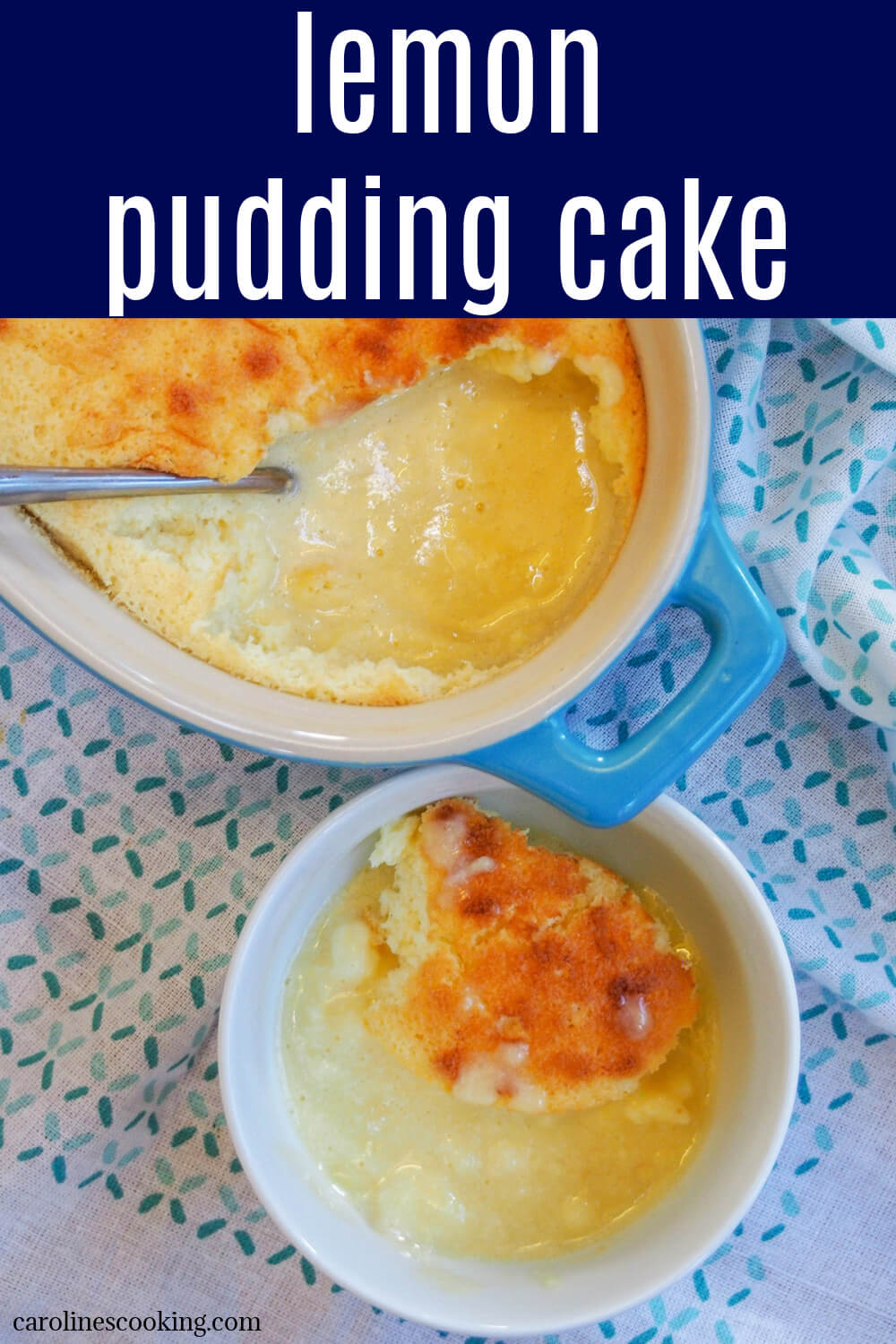 This lemon pudding cake is so easy to make and the result is so comforting with a wonderful lemon tang. The mixture separates slightly during baking to give a sponge-like mixture on the top and lemon curd-like sauce on the bottom. No wonder it also goes by the name lemon delicious.