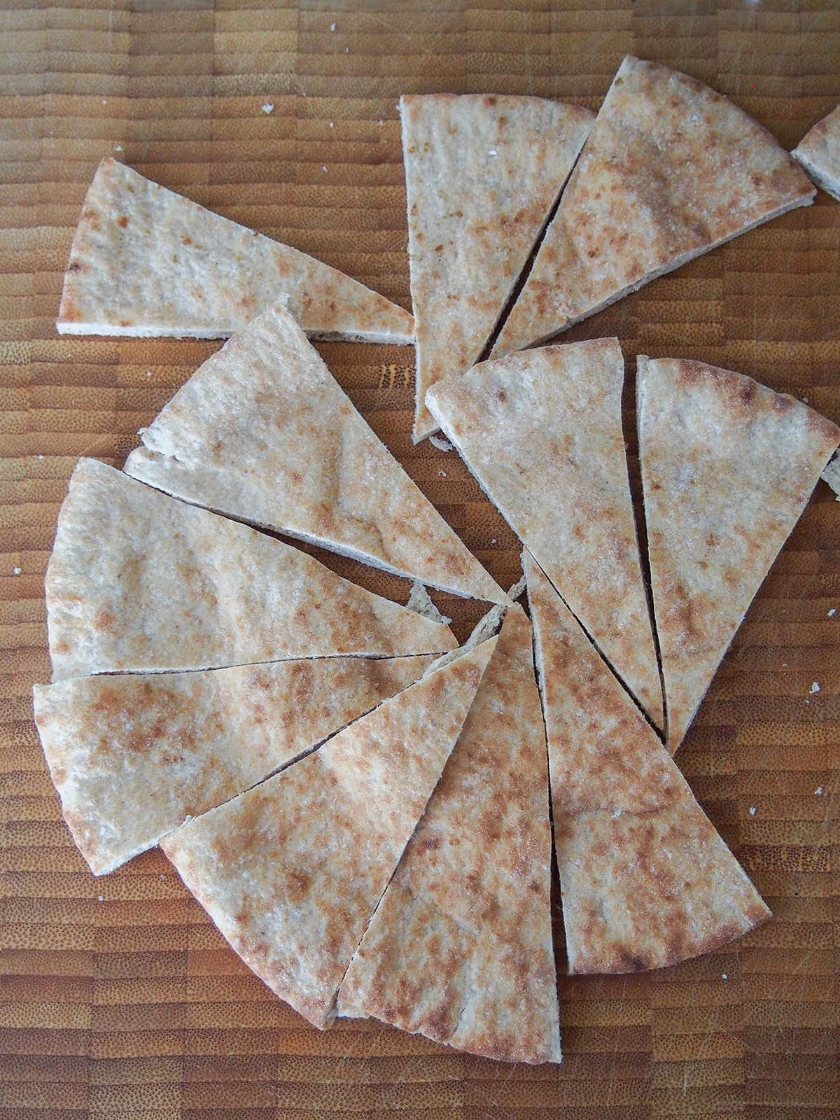 pita bread chopped into triangles