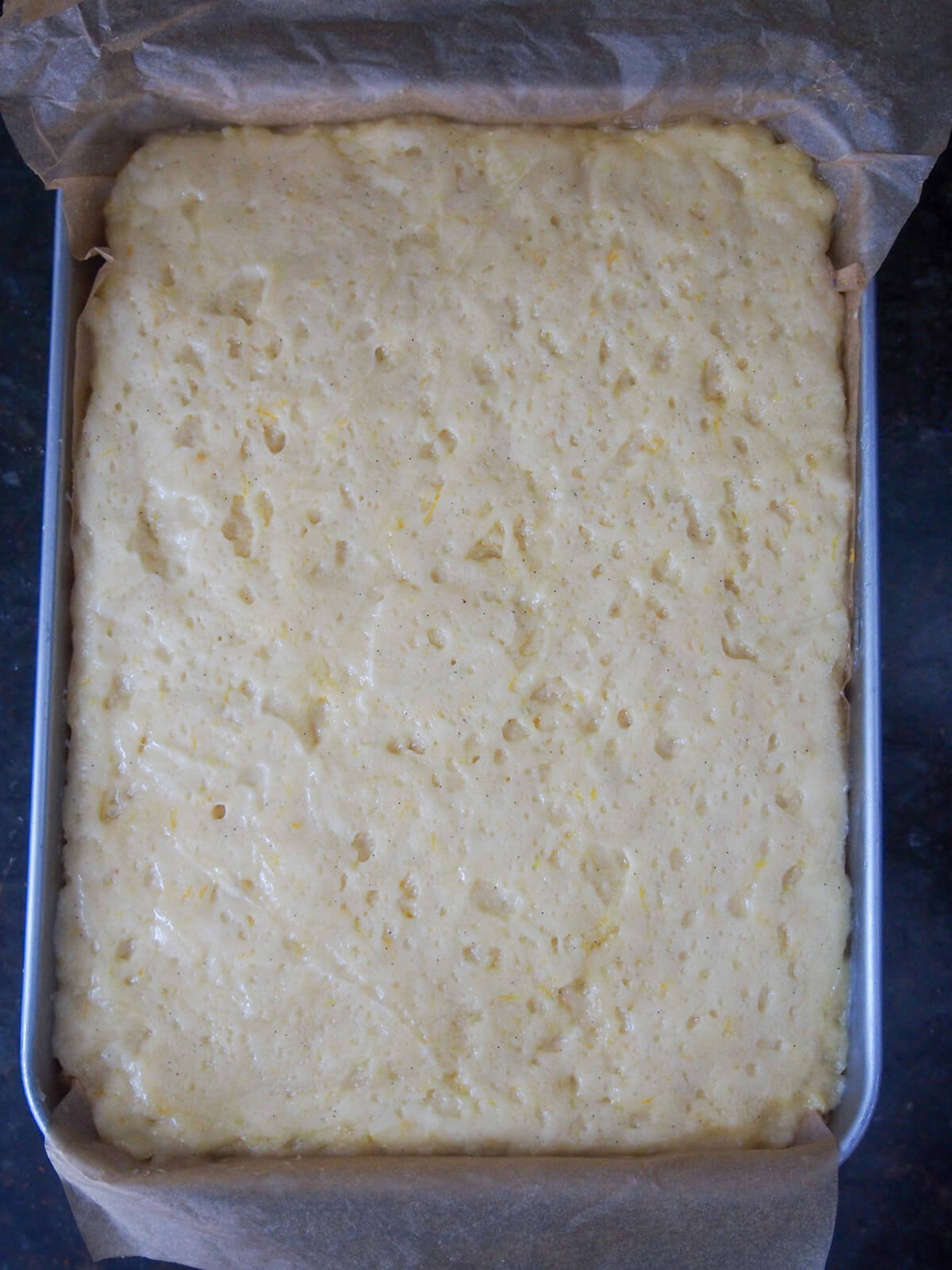 dough in baking tin before baking