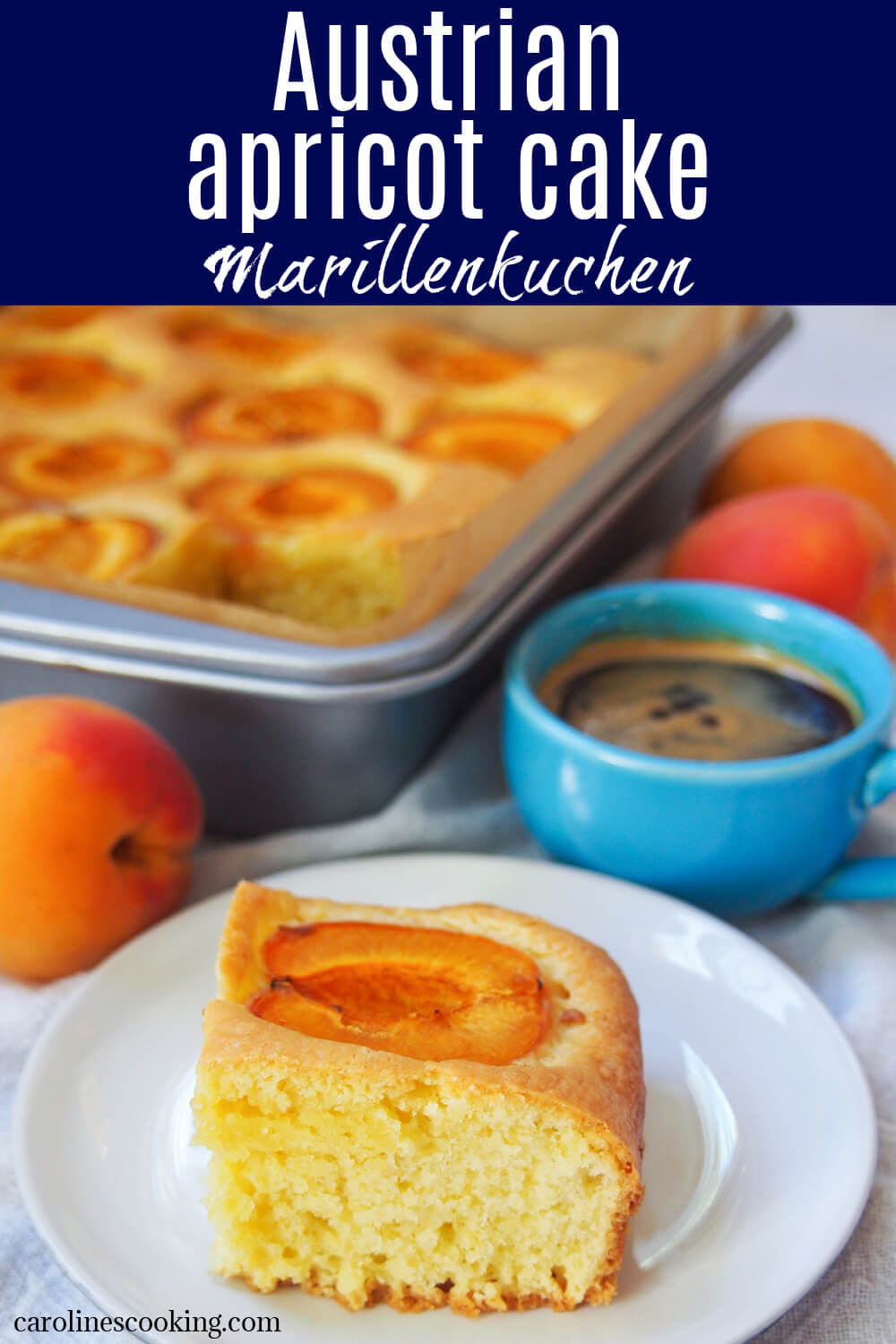 Austrian apricot cake (Marillenkuchen) is a wonderful combination of a simple cake base, with a touch of lemon, with large pieces of tender apricots nestled on top. It's a popular choice during the fruit's season alongside coffee, and makes a delicious anytime treat. Austrian apricot cake (Marillenkuchen) is a wonderful combination of a simple cake base, with a touch of lemon, with large pieces of tender apricots nestled on top. It's a popular choice during the fruit's season alongside coffee, and makes a delicious anytime treat.