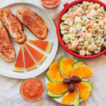 close view of plates with easy Spanish cold tapas
