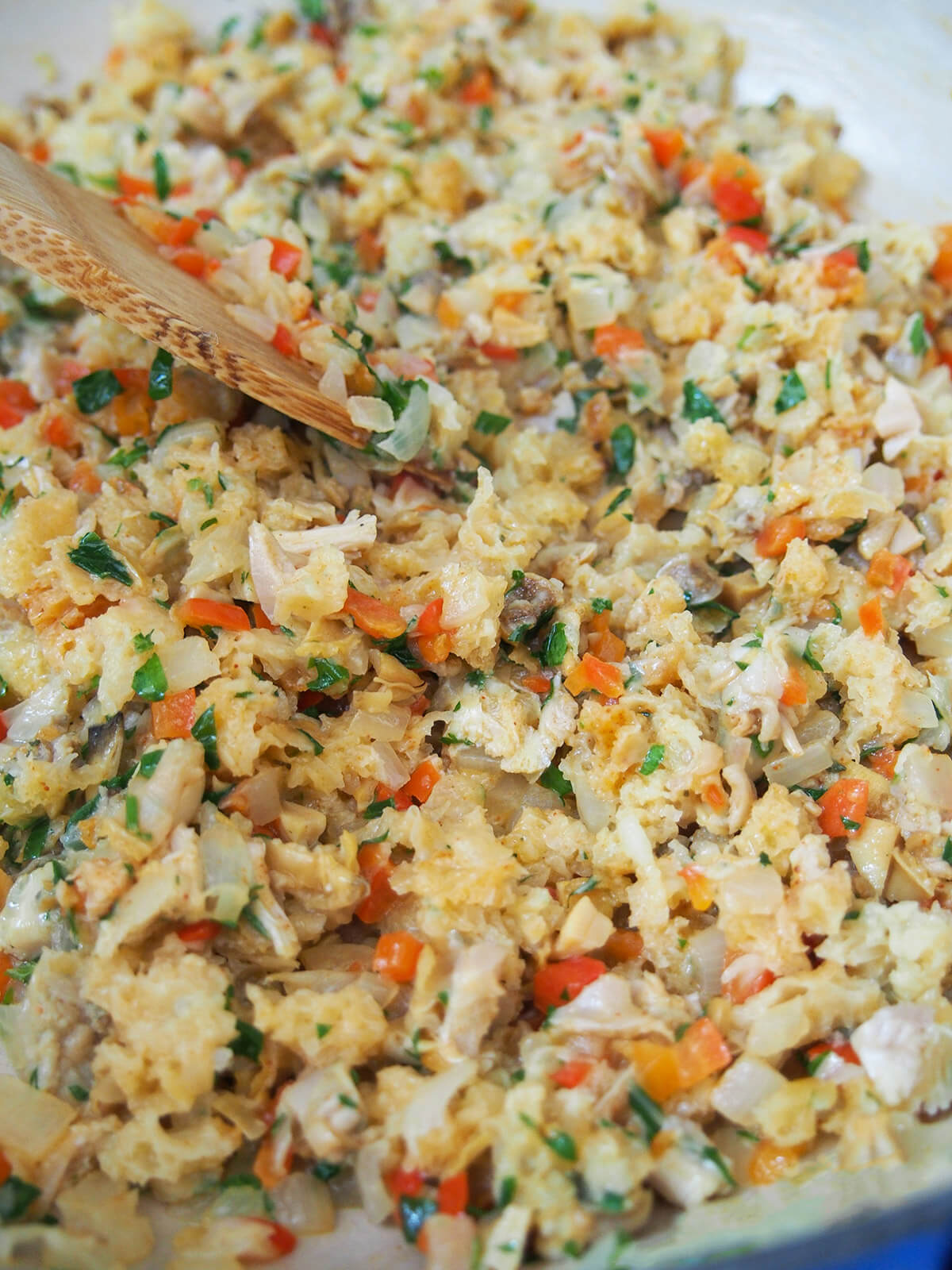 mixing filling for clams