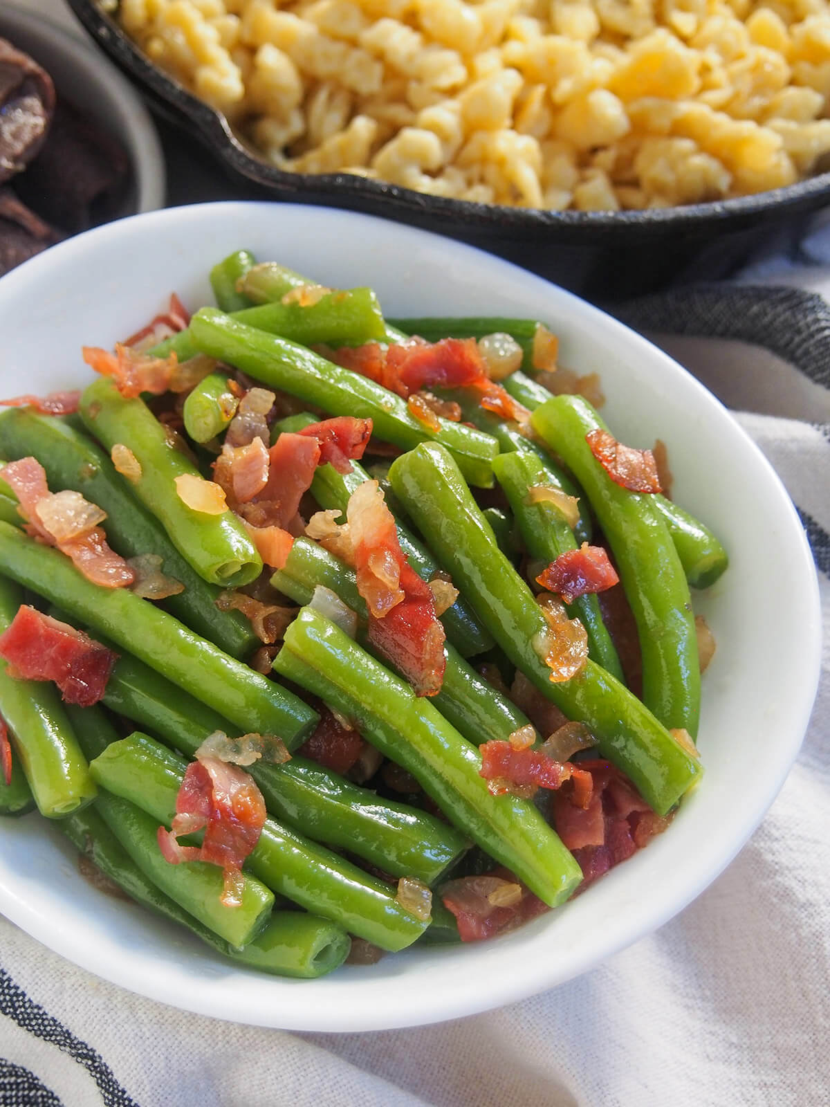 bowl of German green beans Speckbohnen