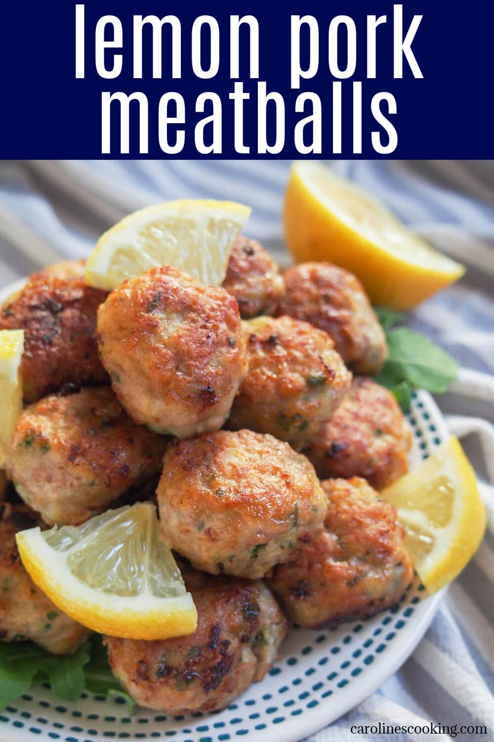 These lemon pork meatballs are based on Italian polpette al limone and are both easy to make with a delicious flavor. The lemon makes them that bit lighter and brighter. Perfect to make as a main, as an appetizer or make ahead for meal prep!