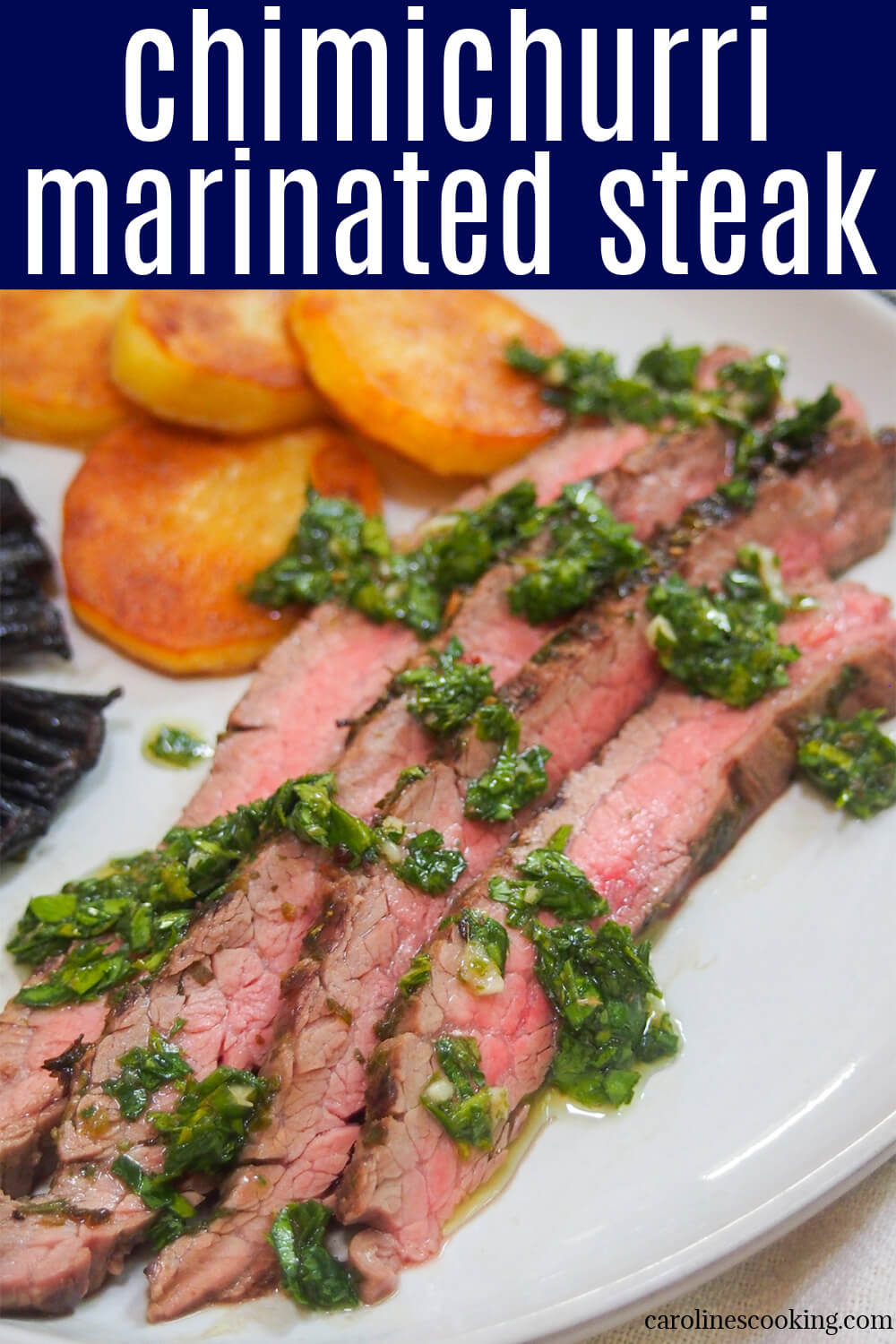 This chimichurri marinated steak is easy to make, tender and packed with delicious garlicy herb flavor. Perfect for an easy, flavorful meal, and a great way to make the most of a cheaper cut. This chimichurri marinated steak is easy to make, tender and packed with delicious garlicy herb flavor. Perfect for an easy, flavorful meal, and a great way to make the most of a cheaper cut.