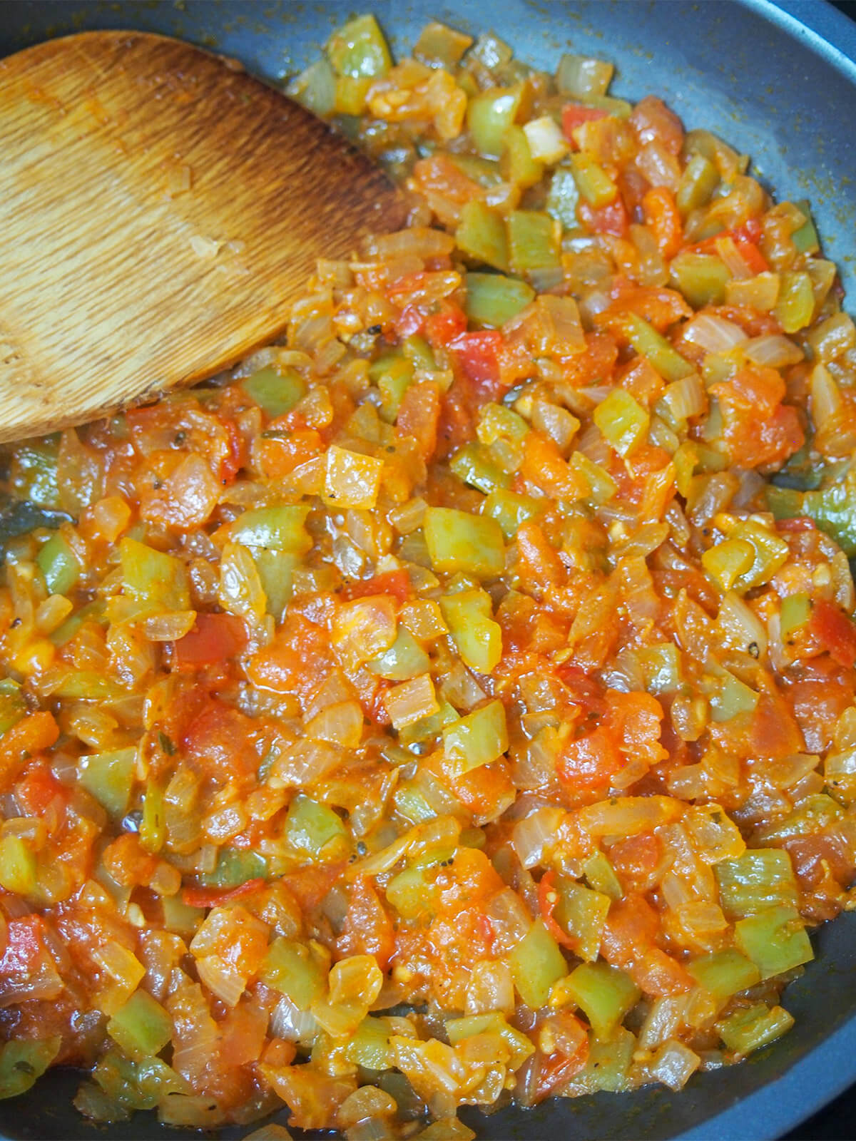 softened down vegetables in skillet
