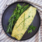 French omelette with herbs from overhead