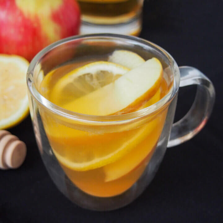 glass of apple brandy hot toddy