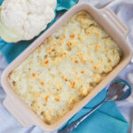 dish of cauliflower cheese from overhead