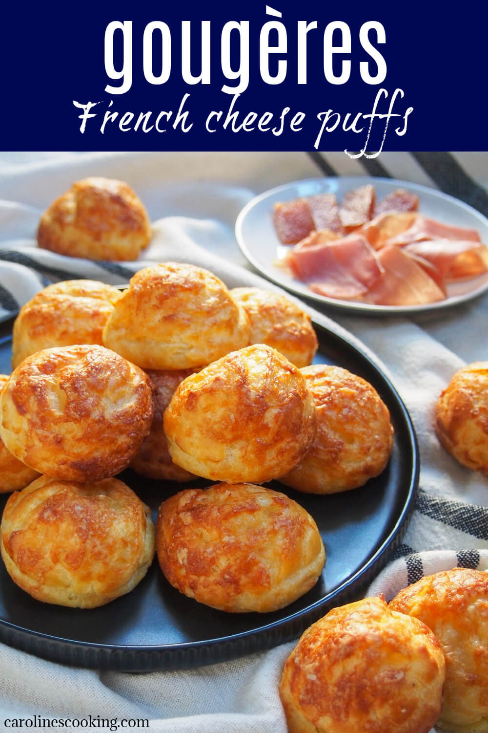Gougères are classic French cheese puffs that make a great snack or canapé. They are essentially a savory choux pastry, with cheese added into the mixture. Then you bake them up to crisp, light deliciousness. Perfect for parties or any excuse you want to find. Gougères are classic French cheese puffs that make a great snack or canapé. They are essentially a savory choux pastry, with cheese added into the mixture. Then you bake them up to crisp, light deliciousness. Perfect for parties or any excuse you want to find.