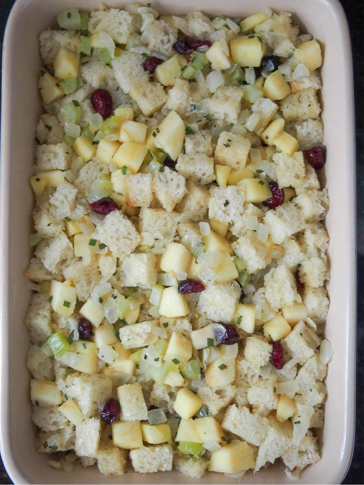 stuffing in dish before baking