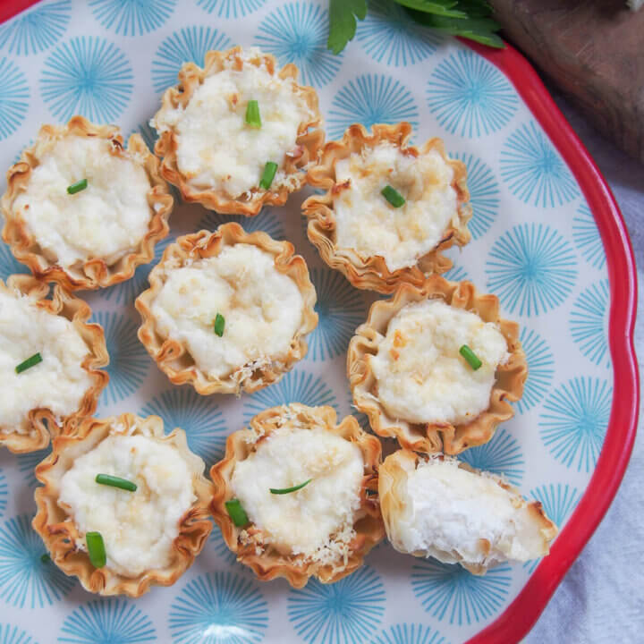 plate of crab phyllo cups