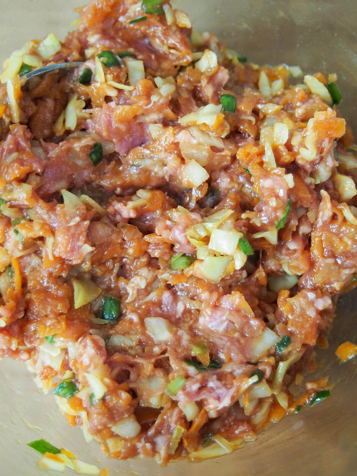 bowl with lamb and vegetable filling mixture