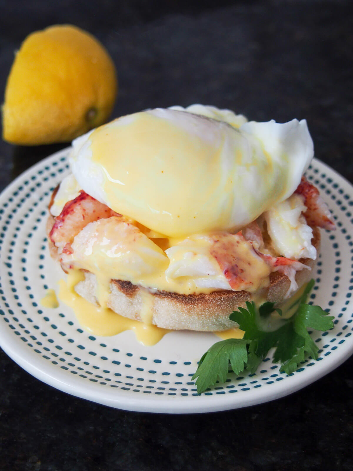 lobster eggs Benedict on small plate