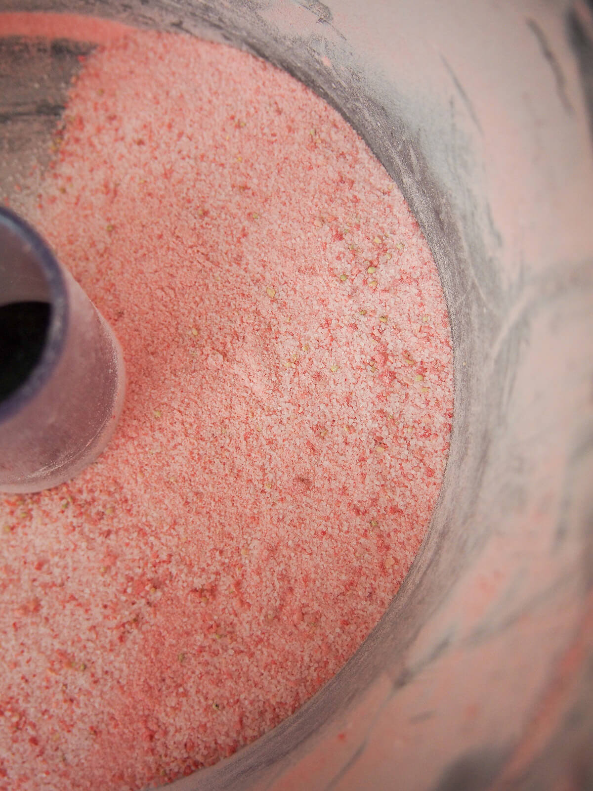 sugar and ground freeze dried strawberries mixed together