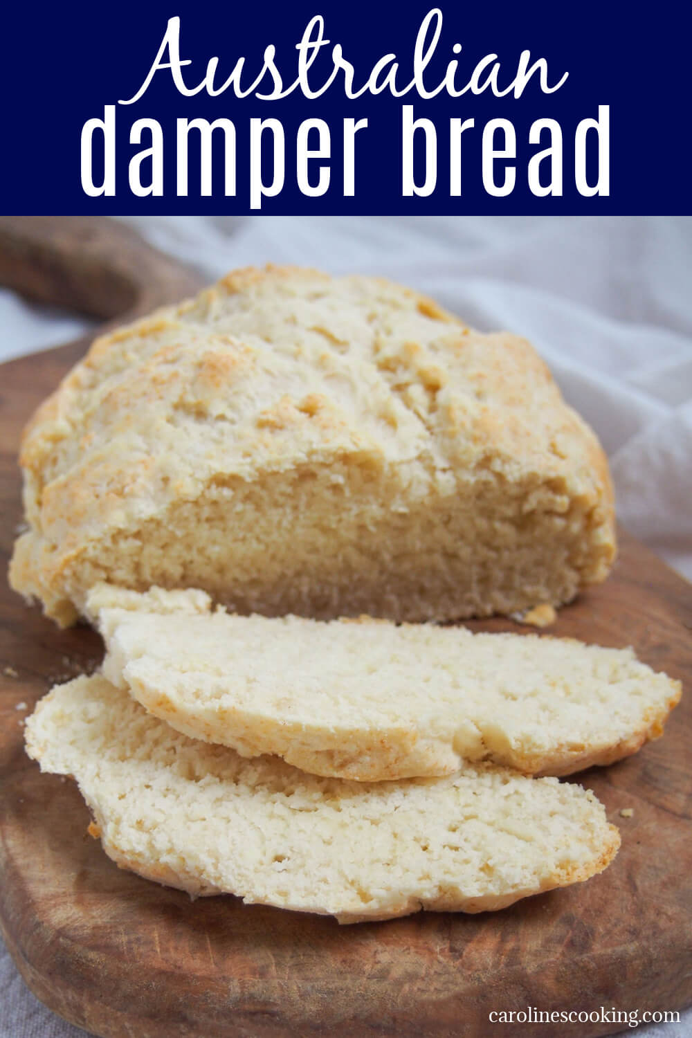 Australian damper is a type of soda bread that's really quick and easy to make. Traditionally cooked in the fire, it's just as easy at home. It's great with both sweet or savory toppings, like butter, golden syrup, honey, jam or cheese. Australian damper is a type of soda bread that's really quick and easy to make. Traditionally cooked in the fire, it's just as easy at home. It's great with both sweet or savory toppings, like butter, golden syrup, honey, jam or cheese.