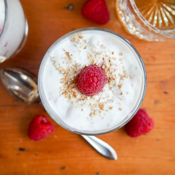 cranachan from overhead with spoon below