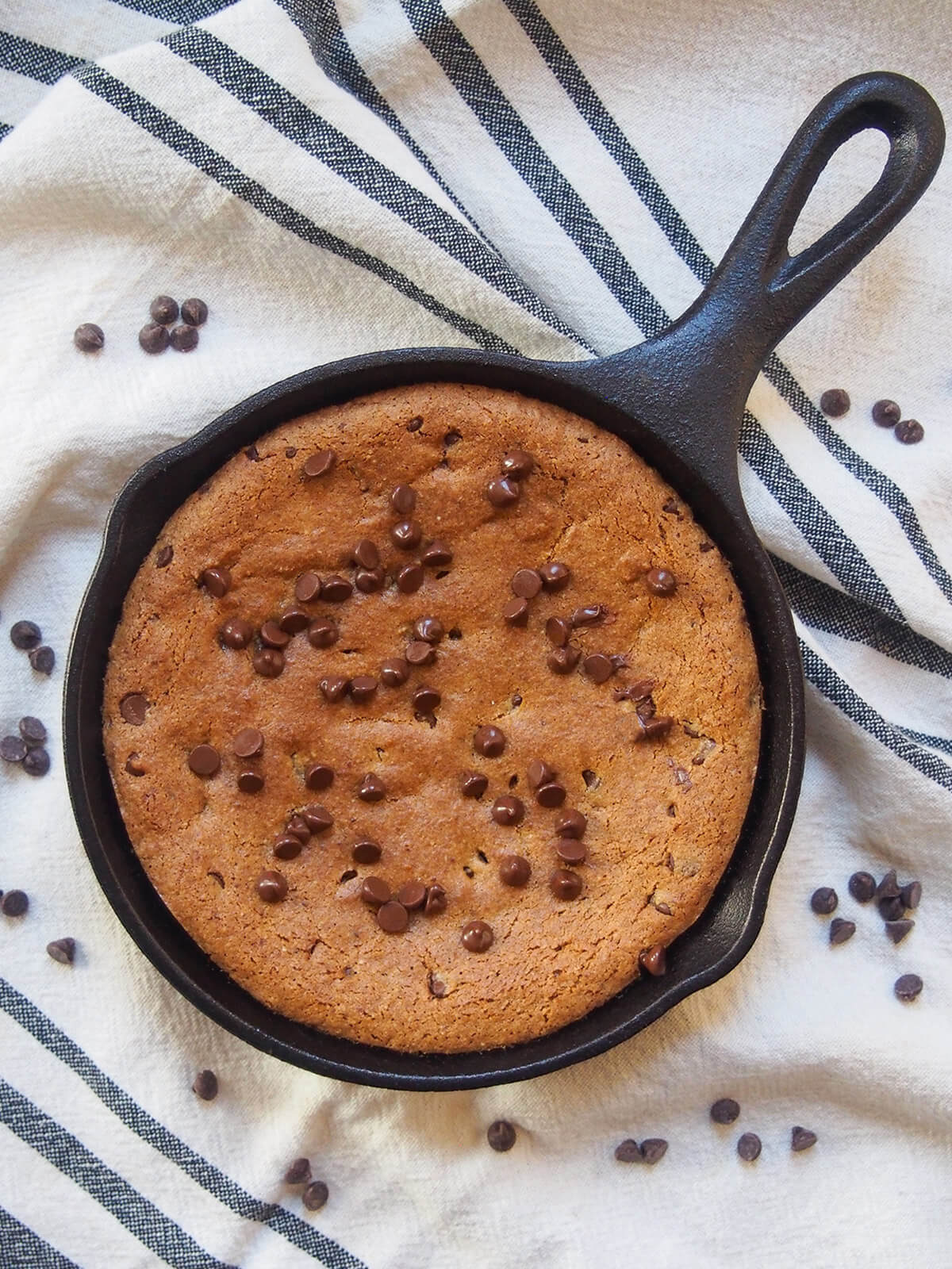 overhead view of mini skillet cookie