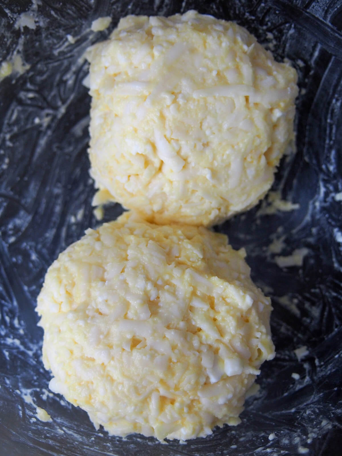 balls of cheese filling in bowl