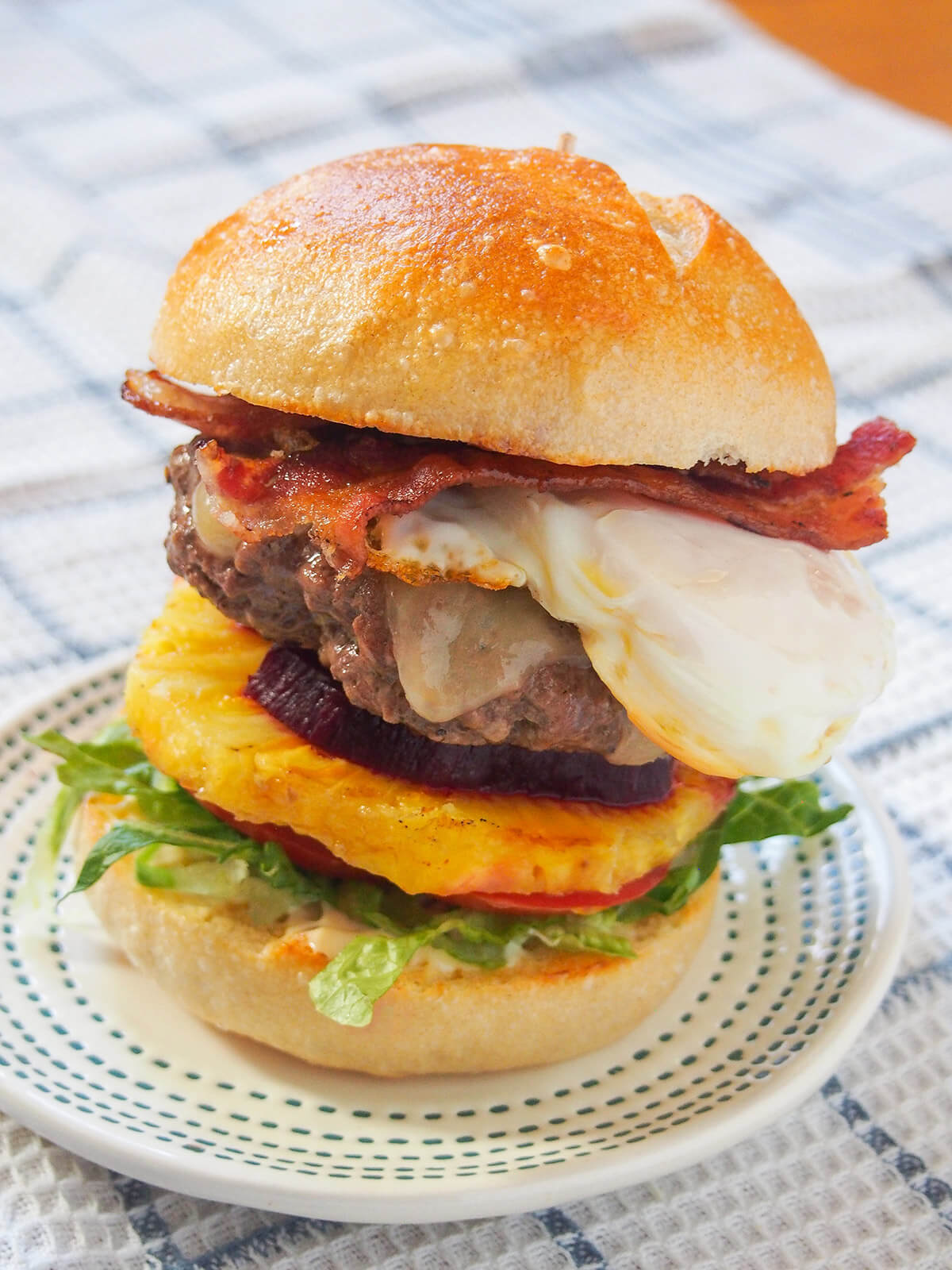 Aussie burger on plate