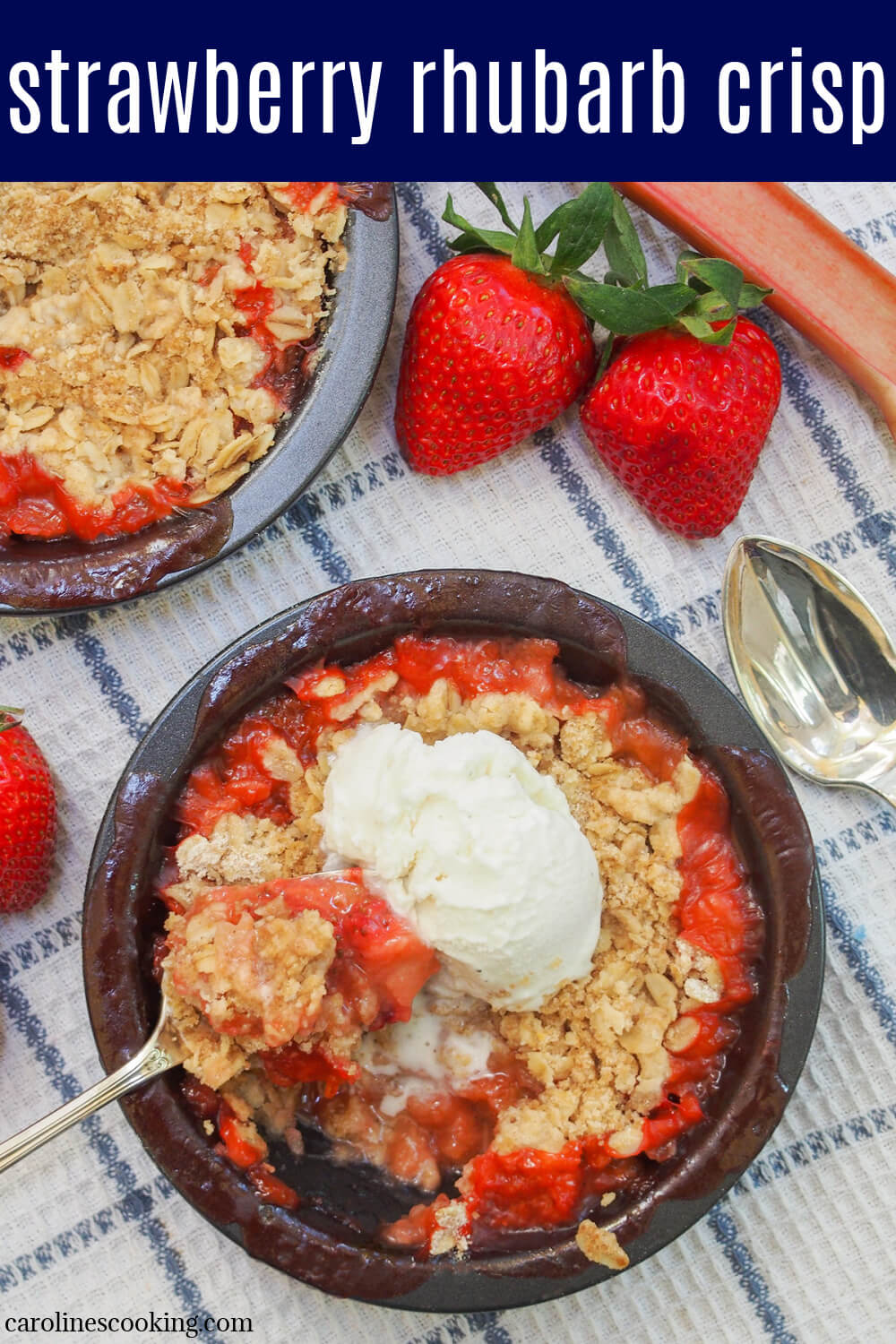 This strawberry rhubarb crisp is a delicious combination of sweet juicy strawberries, a touch of tartness from the rhubarb, and a crisp oat crumble topping. It's easy to make, comforting and the perfect treat for spring (and summer!) This strawberry rhubarb crisp is a delicious combination of sweet juicy strawberries, a touch of tartness from the rhubarb, and a crisp oat crumble topping. It's easy to make, comforting and the perfect treat for spring (and summer!)