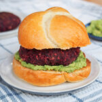 close view of black bean beet burger