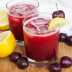 close view of glasses of cherry lemonade